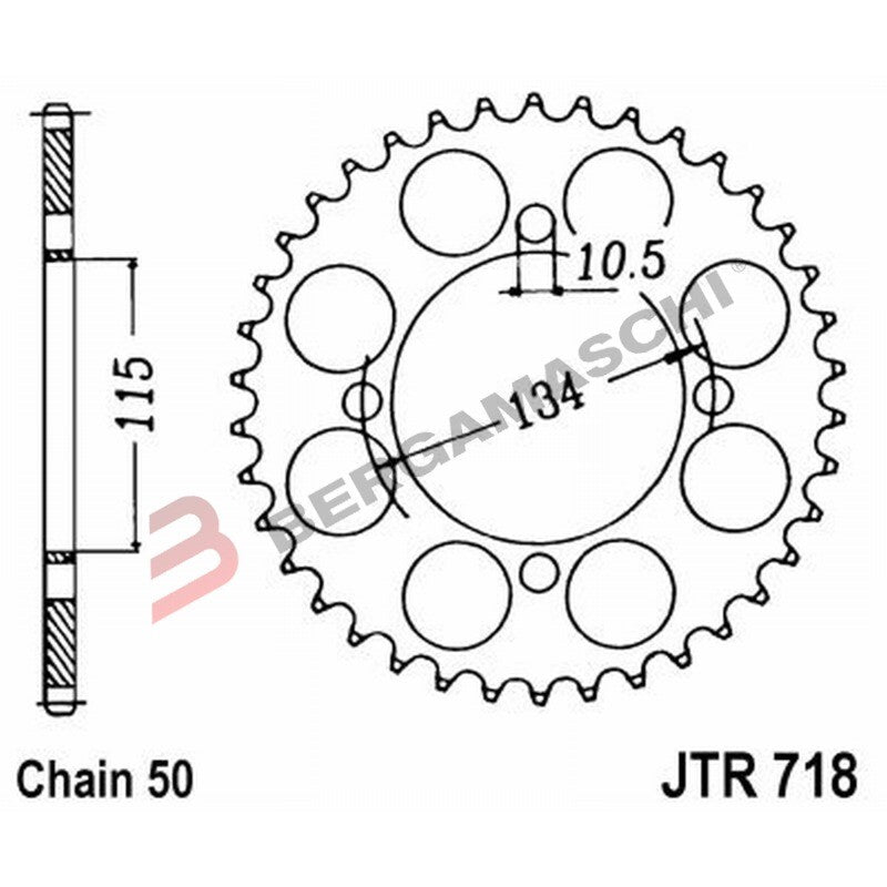 CORONA PER TRASMISSIONE MOTO JT 718 Z48 JTR718.48 48 DENTI ACCIAIO PASSO 530