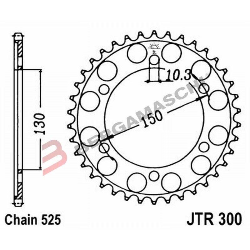 CORONA PER TRASMISSIONE MOTO JT 300 Z47 JTR300.47 47 DENTI ACCIAIO PASSO 525