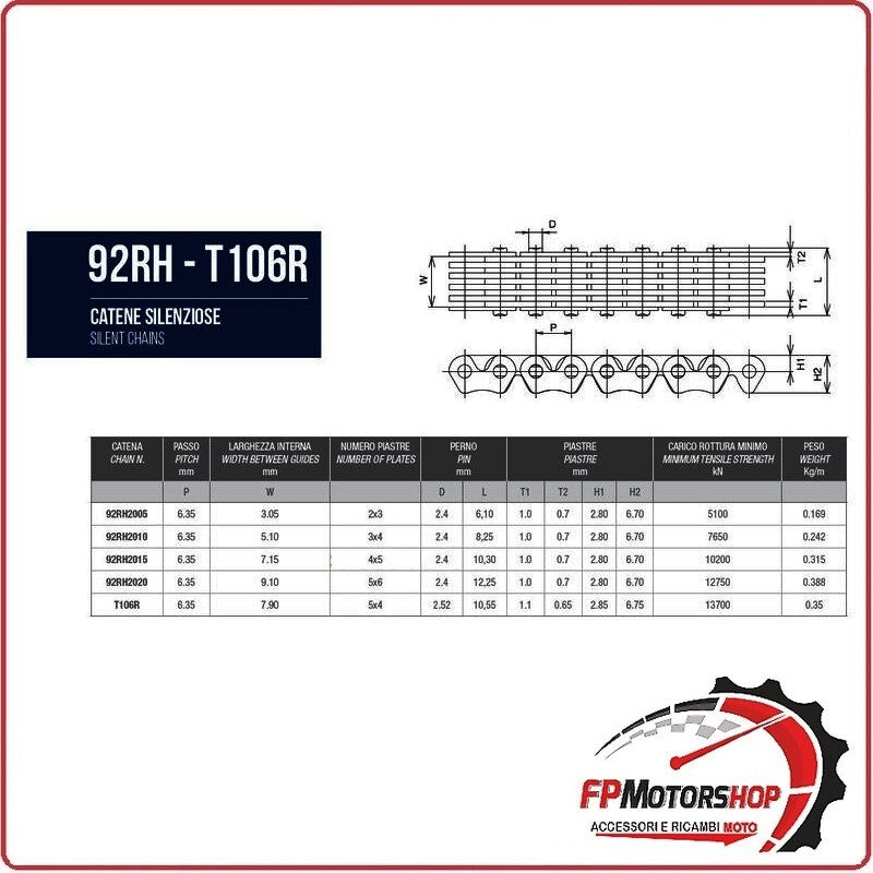 CATENA DISTRIBUZIONE PER SCOOTER PIAGGIO BEVERLY 500 02-12 MORSE HB2922010106