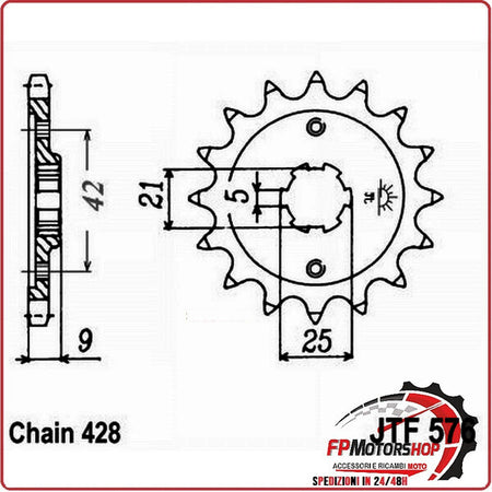 PIGNONE TRASMISSIONE PER MOTO JT 576 Z17 JTF576.17 17 DENTI ACCIAIO PASSO 428