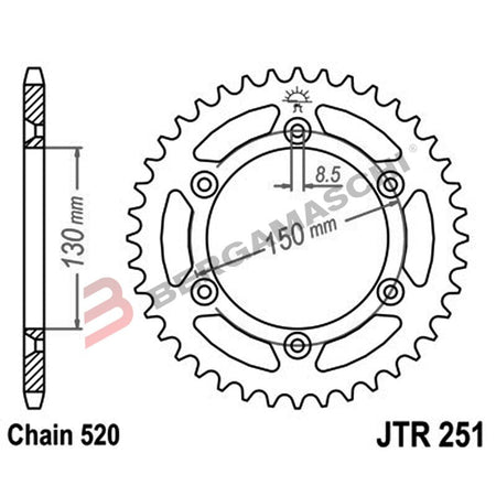 CORONA PER TRASMISSIONE MOTO JT 251 Z47 ZBK ZINCATA NERA JTR251.47ZBK 47 DENTI