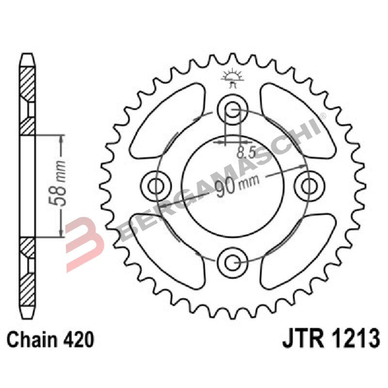 CORONA PER TRASMISSIONE MOTO JT 1213 Z37 JTR1213.37 37 DENTI ACCIAIO PASSO 420