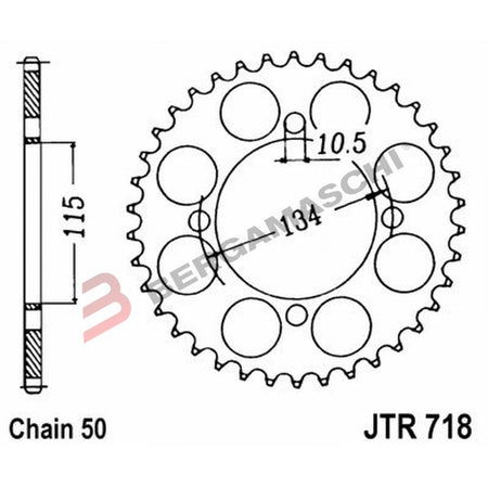 CORONA PER TRASMISSIONE MOTO JT 718 Z48 JTR718.48 48 DENTI ACCIAIO PASSO 530