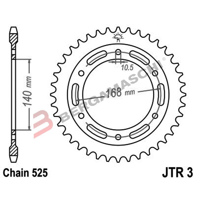 CORONA PER TRASMISSIONE MOTO JT 3 Z47 JTR3.47 FORI DI FISSAGGIO DA 105MM