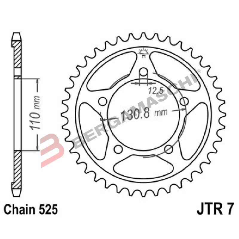 CORONA PER TRASMISSIONE MOTO JT 7 Z45 ZBK ZINCATA NERA JTR7.45ZBK 45 DENTI 