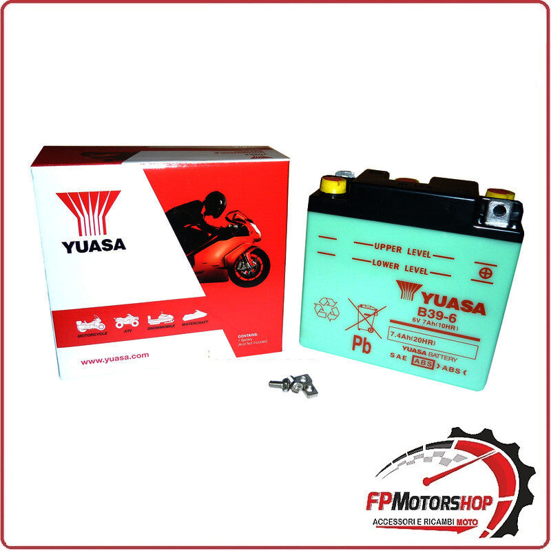 BATTERIA PER MOTO YUASA B39-6 6V 7AH 126X48X126MM AERMACCHI CHIMERA BMW