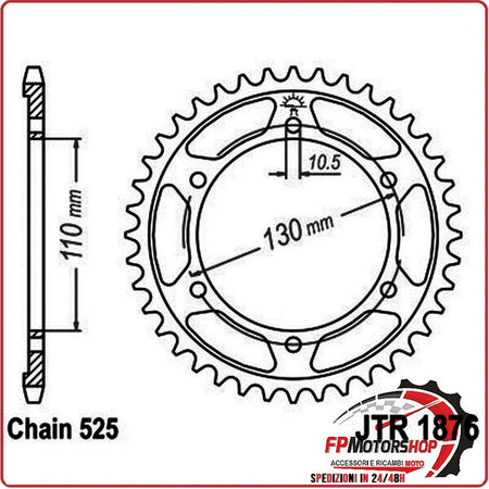 CORONA PER TRASMISSIONE MOTO JT 1876 Z43 JTR1876.43 43 DENTI ACCIAIO PASSO 525