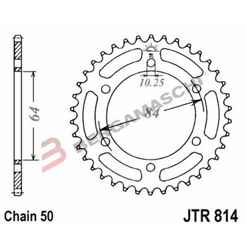 CORONA PER TRASMISSIONE MOTO JT 814 Z45 JTR814.45 45 DENTI ACCIAIO PASSO 530