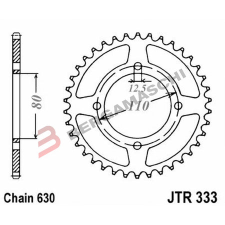 CORONA PER TRASMISSIONE MOTO JT 333 Z41 JTR333.41 41 DENTI ACCIAIO PASSO 630