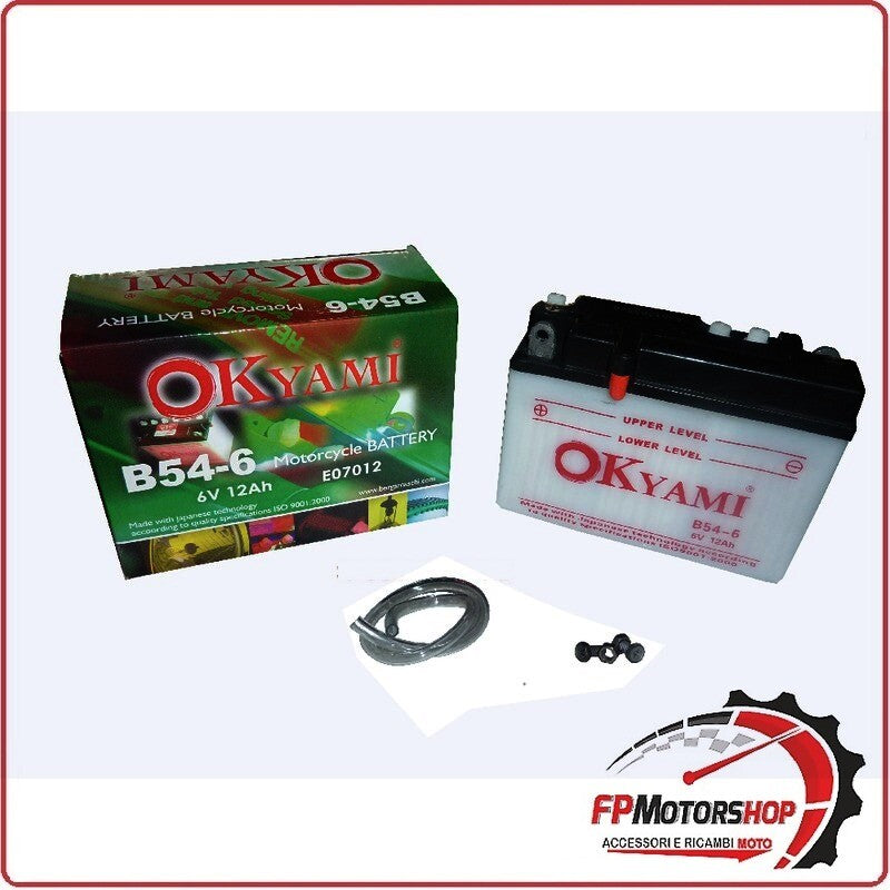 BATTERIA PER MOTO OKYAMI B54-6 6V 12AH 156X57X116MM HONDA CL A