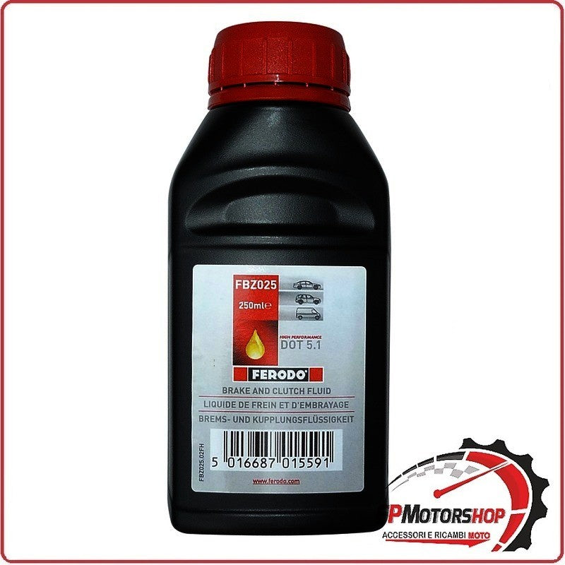 FERODO LIQUIDO OLIO FRENI PER MOTO DOT 5.1 250ML PER USO STRADALE FBZ025