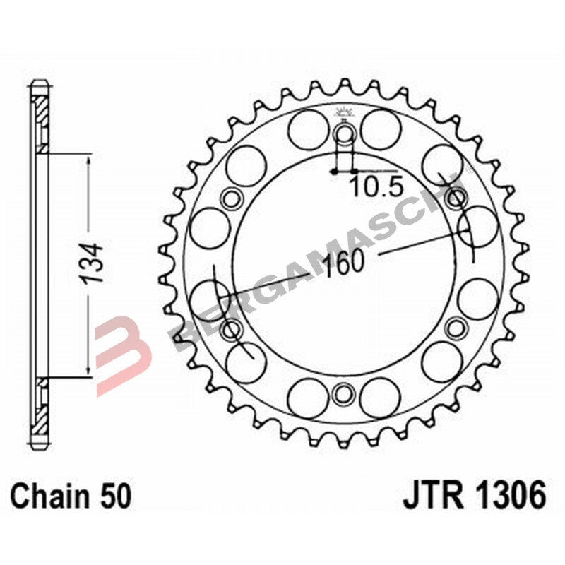 CORONA PER TRASMISSIONE MOTO JT 1306 Z41 JTR1306.41 41 DENTI ACCIAIO PASSO 530