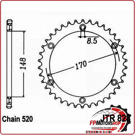 CORONA PER TRASMISSIONE MOTO JT 828 Z50 JTR828.50 50 DENTI ACCIAIO PASSO 520