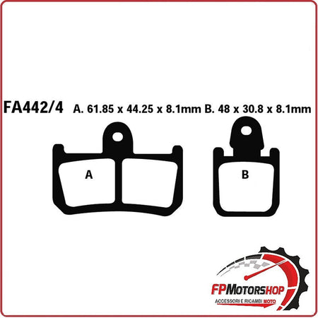 SET PASTIGLIE FRENO PER MOTO YAMAHA R1 07> ANT. 4PZ EBC FA442/4HH SINTERIZZATA