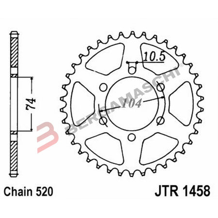 CORONA PER TRASMISSIONE MOTO JT 1458 Z40 JTR1458.40 40 DENTI ACCIAIO PASSO 520