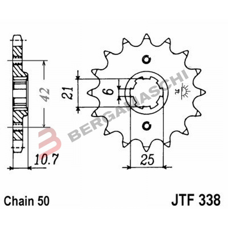 PIGNONE TRASMISSIONE PER MOTO JT 338 Z16 JTF338.16 16 DENTI ACCIAIO PASSO 530