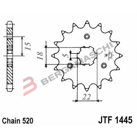PIGNONE TRASMISSIONE PER MOTO JT 1445 Z11 JTF1445.11 11 DENTI ACCIAIO PASSO 520