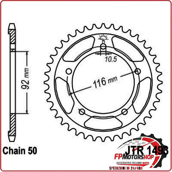 CORONA PER TRASMISSIONE MOTO JT 1493 Z42 JTR1493.42 42 DENTI ACCIAIO PASSO 530