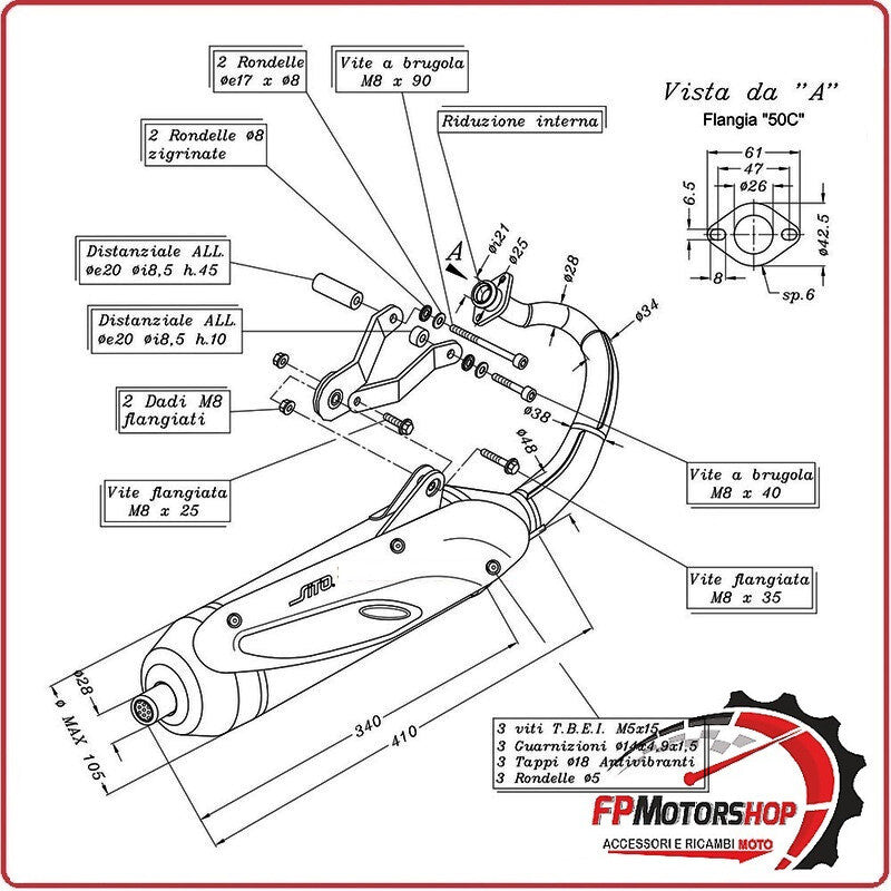 MARMITTA SILENZIATORE TERMINALE SCARICO SITO PER GILERA RUNNER 50 SP 05-12 0712
