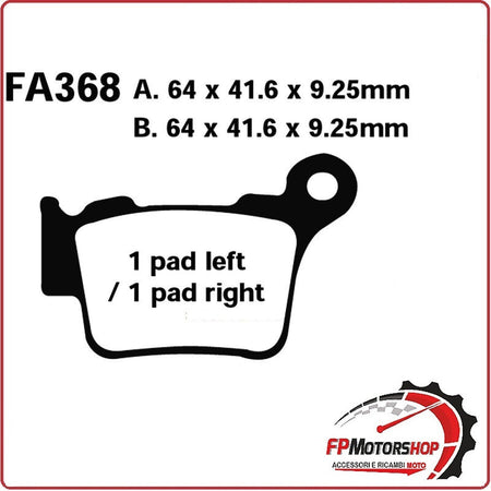 PASTIGLIE PASTICCHE FRENO FRENI KTM SX 250/450 03- POST. EBC FA368TT PER MOTO ON
