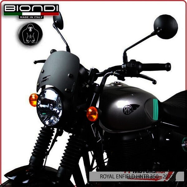 CUPOLINO PARABREZZA MOTO PER ROYAL ENFIELD HNTR 350 2023> NERO SATINATO BIONDI