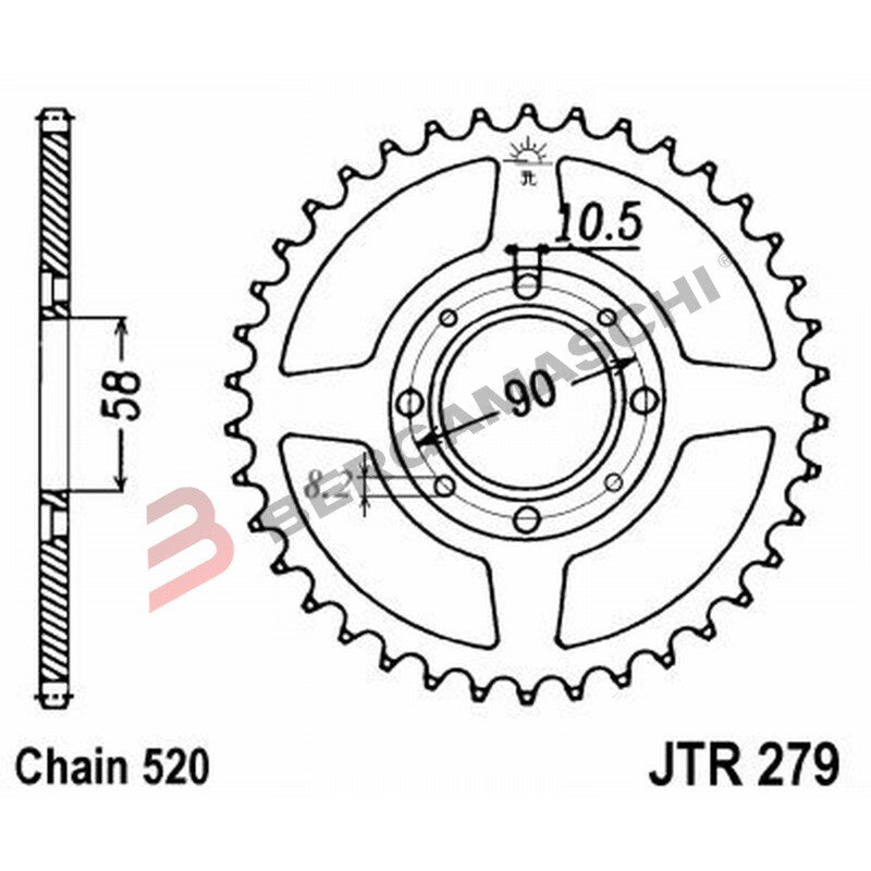 CORONA PER TRASMISSIONE MOTO JT 279 Z40 JTR279.40 HONDA MTX 125 R 87>89