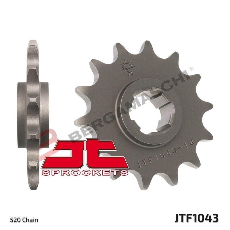 PIGNONE TRASMISSIONE PER MOTO JT 1043 Z14 JTF1043.14 14 DENTI ACCIAIO PASSO 520