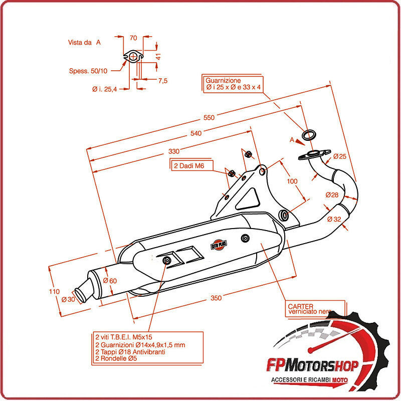 MARMITTA SILENZIATORE TERMINALE DI SCARICO SITO PER MALAGUTI F12 PHANTOM 94-06
