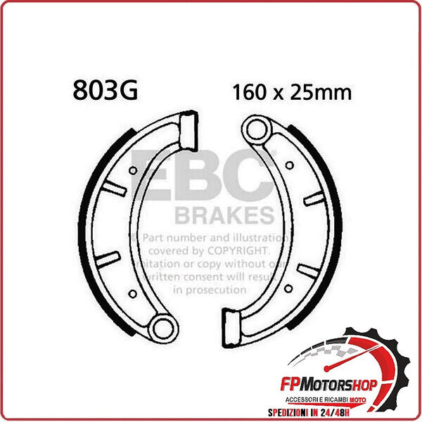 GANASCE FRENO PER MOTO HUSQVARNA XC125 250 500 82>84 SCANALATE EBC 803G ORGANICA
