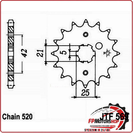 PIGNONE TRASMISSIONE PER MOTO JT 569 Z11 JTF569.11 11 DENTI ACCIAIO PASSO 520
