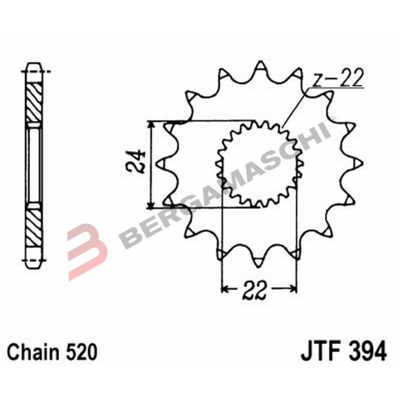 PIGNONE TRASMISSIONE PER MOTO JT 394 Z15 JTF394.15 15 DENTI ACCIAIO PASSO 520