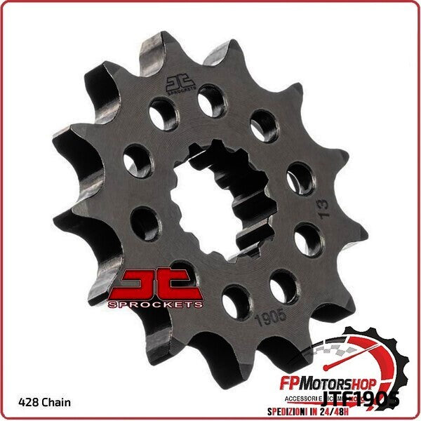 PIGNONE TRASMISSIONE PER MOTO JT 1905 Z13 JTF1905.13 13 DENTI ACCIAIO PASSO 428