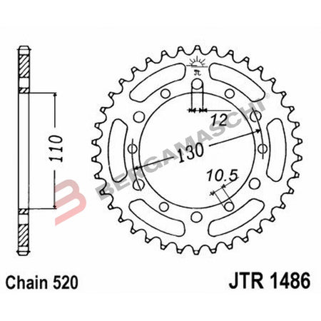 CORONA PER TRASMISSIONE MOTO JT 1486 Z44 JTR1486.44 KAWASAKI EL 250 ELIMINATOR