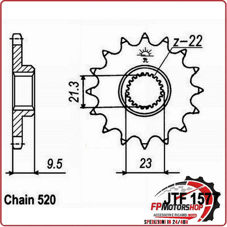 PIGNONE TRASMISSIONE PER MOTO JT 1577 Z15 JTF1577.15 15 DENTI ACCIAIO PASSO 520