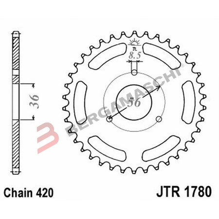 CORONA PER TRASMISSIONE MOTO JT 1780 Z28 JTR1780.28 28 DENTI ACCIAIO PASSO 420