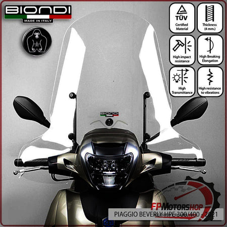 PARABREZZA PER SCOOTER PIAGGIO BEVERLY 300/400 HPE BIONDI 8061298 SPESSORE 4mm