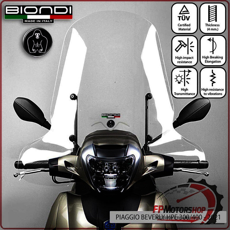 PARABREZZA PER SCOOTER PIAGGIO BEVERLY 300/400 HPE BIONDI 8061298 SPESSORE 4mm