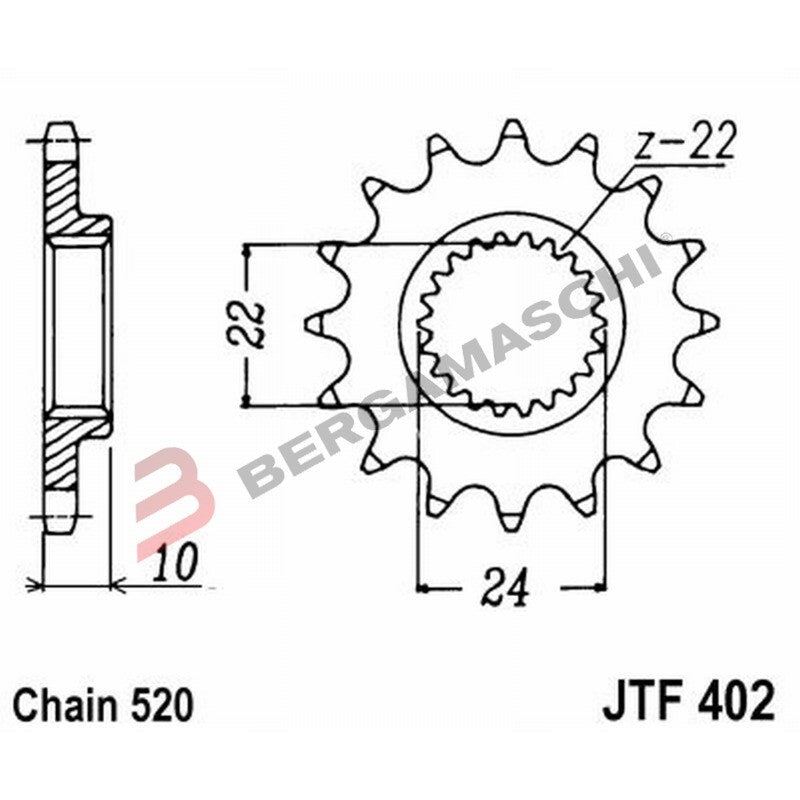 PIGNONE TRASMISSIONE PER MOTO JT 402 Z15 JTF402.15 15 DENTI ACCIAIO PASSO 520