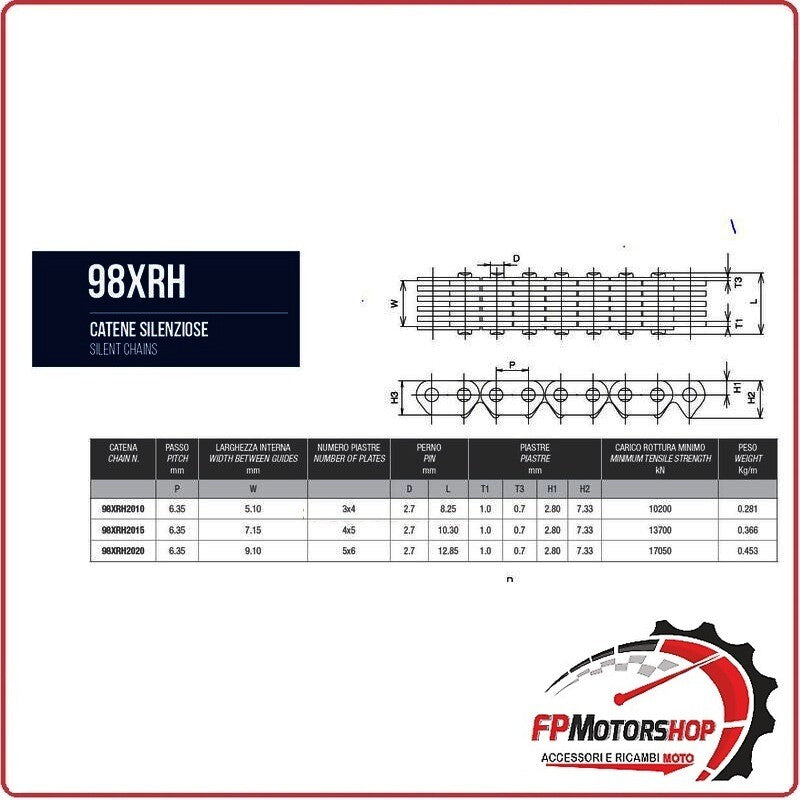 CATENA DISTRIBUZIONE PER MOTO YAMAHA WR/YZ 450 F/FX 16-20 MORSE HB2982010122