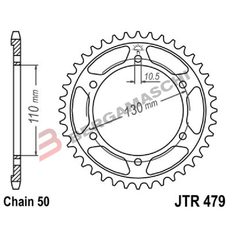 CORONA PER TRASMISSIONE MOTO JT 479 Z39 JTR479.39 39 DENTI ACCIAIO PASSO 530