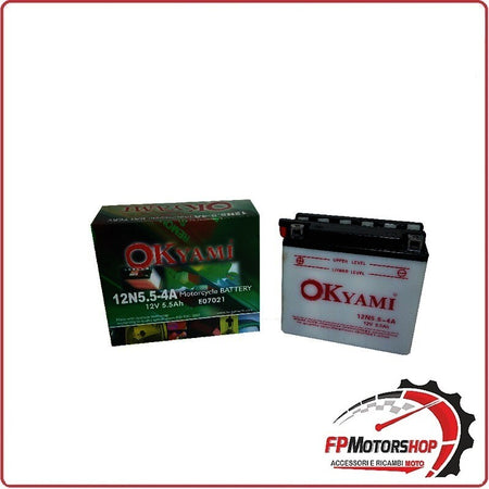BATTERIA PER MOTO OKYAMI 12N5,5-4A 12V 5,5AH YAMAHA MINARELLI