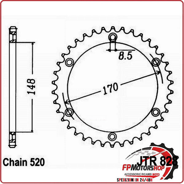 CORONA PER TRASMISSIONE MOTO JT 828 Z42 JTR828.42 42 DENTI ACCIAIO PASSO 520