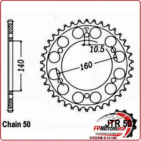 CORONA PER TRASMISSIONE MOTO JT 502 Z48 JTR502.48 48 DENTI ACCIAIO PASSO 530