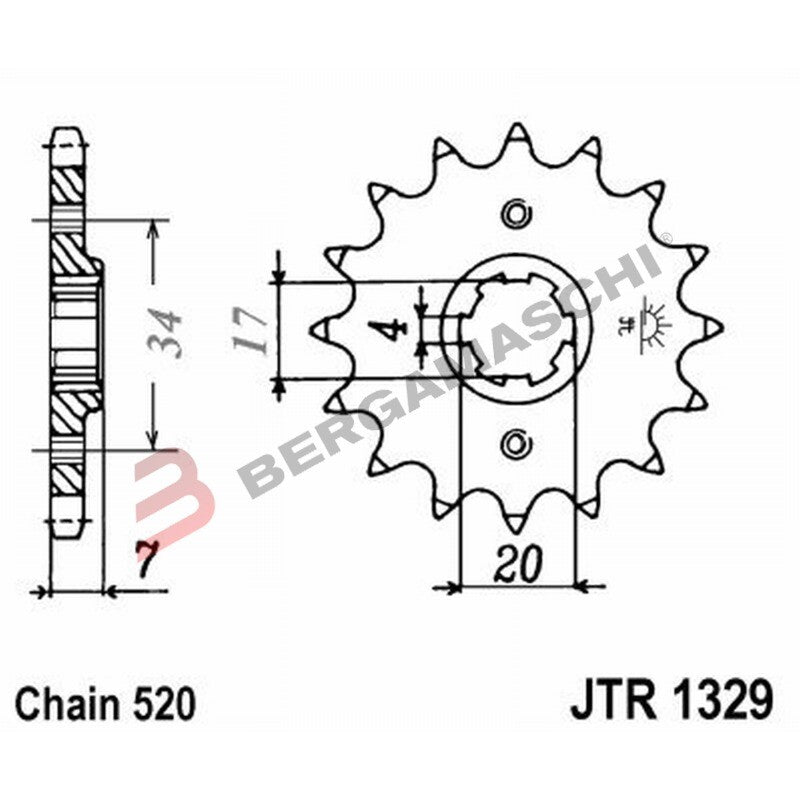 PIGNONE TRASMISSIONE PER MOTO JT 1329 Z12 JTF1329.12 12 DENTI ACCIAIO PASSO 520