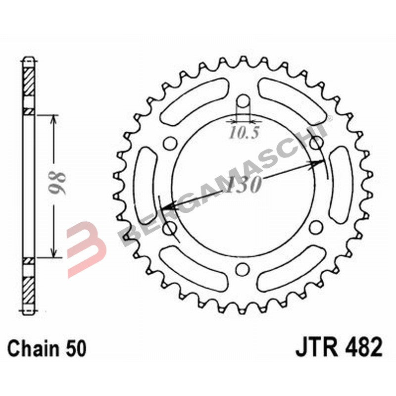 CORONA PER TRASMISSIONE MOTO JT 482 Z47 JTR482.47 47 DENTI ACCIAIO PASSO 530