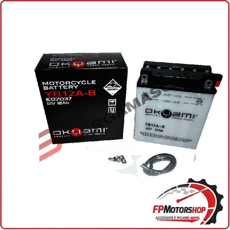 BATTERIA PER MOTO OKYAMI OB12A-B YB12A-B 12V 12AH 134X80X160MM HONDA TRANSALP