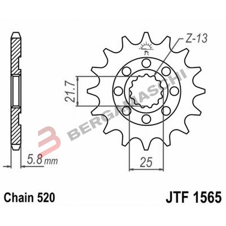 PIGNONE TRASMISSIONE PER MOTO JT 1565 Z14 SC JTF1565.14SC 14 DENTI ACCIAIO SELF
