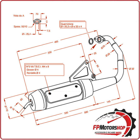 MARMITTA SILENZIATORE TERMINALE DI SCARICO SITO PER MBK BOOSTER 50 0559