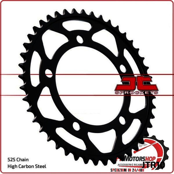 CORONA PER TRASMISSIONE MOTO JT 10 Z44 JTR10.44 44 DENTI ACCIAIO PASSO 525