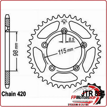 CORONA PER TRASMISSIONE MOTO JT 894 Z50 JTR894.50 50 DENTI ACCIAIO PASSO 420